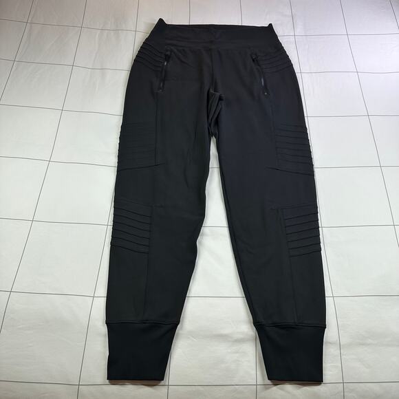 Athleta Pants Womens Small Black Venice Moto Jogger Sporty Travel Pull On Casual - Picture 2 of 12